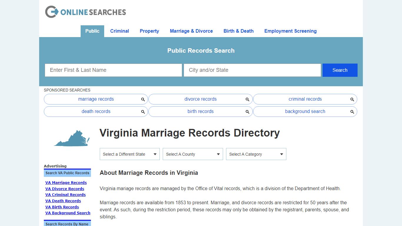 Virginia Marriage Records Search Directory